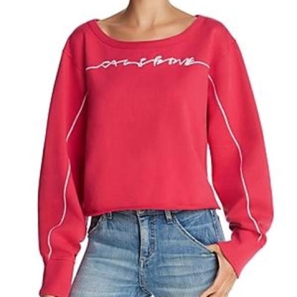 NWT rag and bone bright rose script logo cropped pullover - Picture 6 of 6